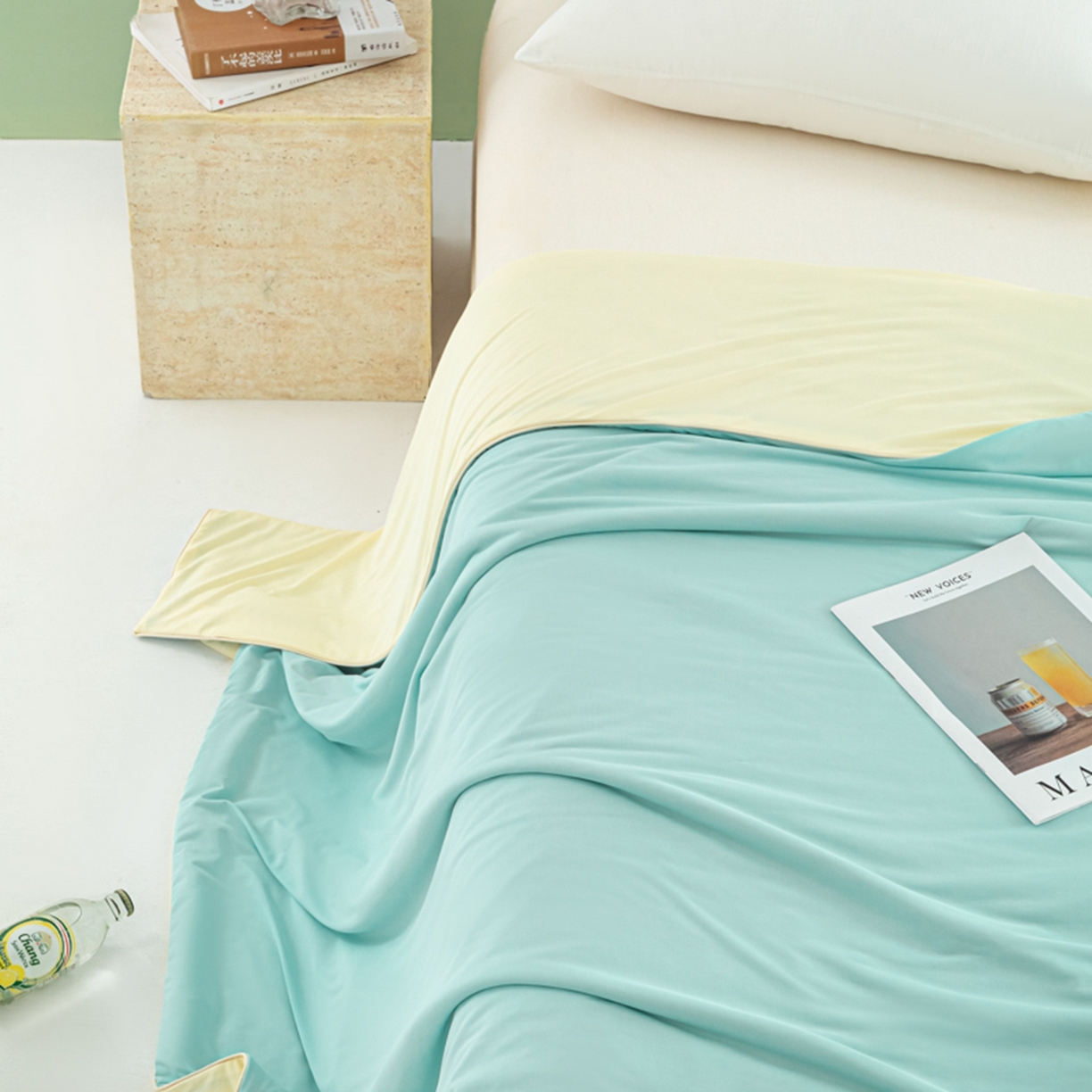 91家纺网 家纺一手货源 找家纺 爱彼家纺 2026夏季新款薄荷冰香凉感丝夏被夏凉被空调被-薄荷系列一 薄荷蓝