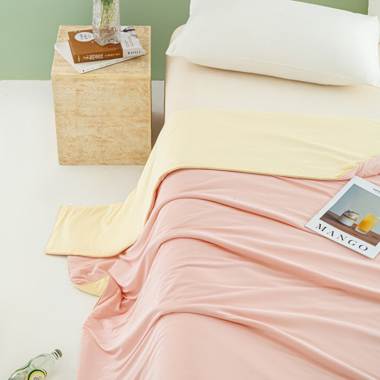 91家纺网 家纺一手货源 找家纺 爱彼家纺 2026夏季新款薄荷冰香凉感丝夏被夏凉被空调被-薄荷系列一 薄荷粉