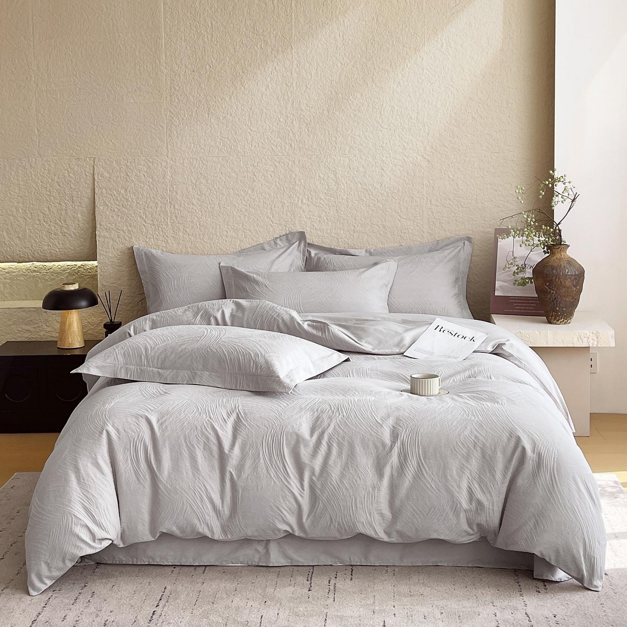 91家纺网 家纺一手货源 找家纺 （总）帅露家纺 2026新款A类全棉纯棉亮面浮雕提花四件套