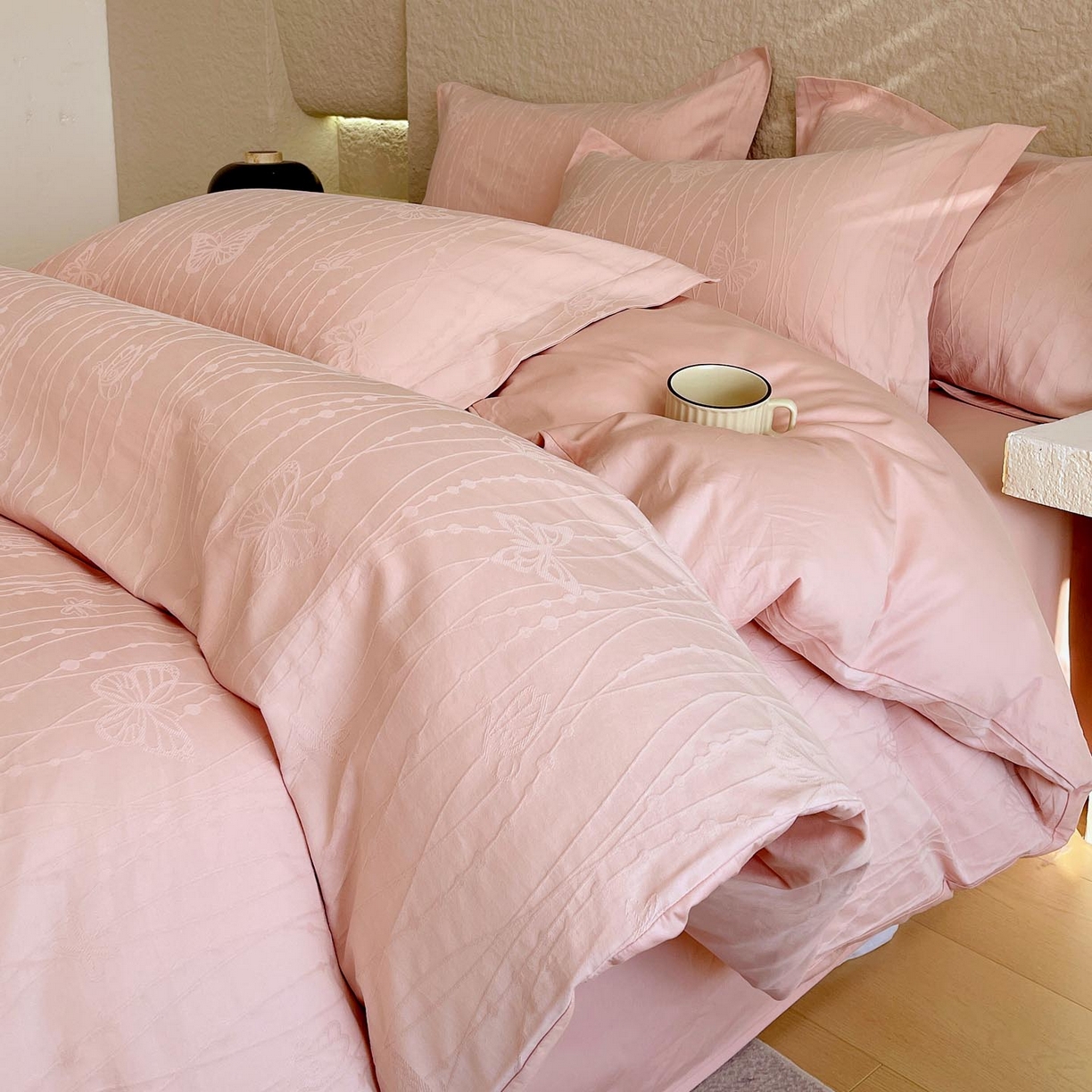 91家纺网 家纺一手货源 找家纺 （总）帅露家纺 2026新款A类全棉纯棉亮面浮雕提花四件套