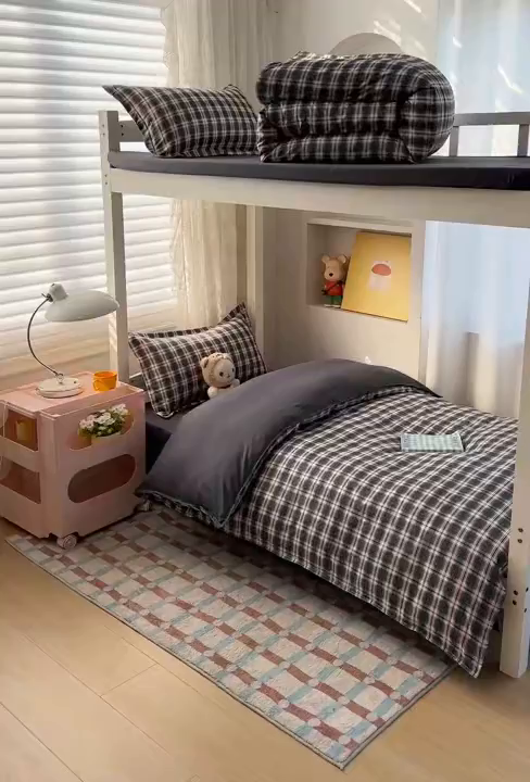 91家纺网 家纺一手货源 找家纺 楠沐家纺 2026新款大学生宿舍多件套学生三件套被褥全套六件套床垫枕芯被芯四件套 烟雾灰格