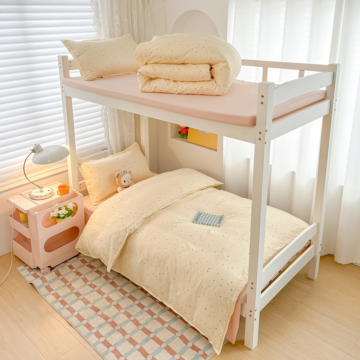 楠沐家纺 2026新款大学生宿舍多件套学生三件套被褥全套六件套床垫枕芯被芯四件套 彩色波点