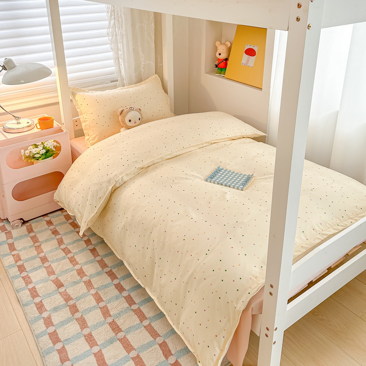 91家纺网 家纺一手货源 找家纺 楠沐家纺 2026新款大学生宿舍多件套学生三件套被褥全套六件套床垫枕芯被芯四件套 彩色波点