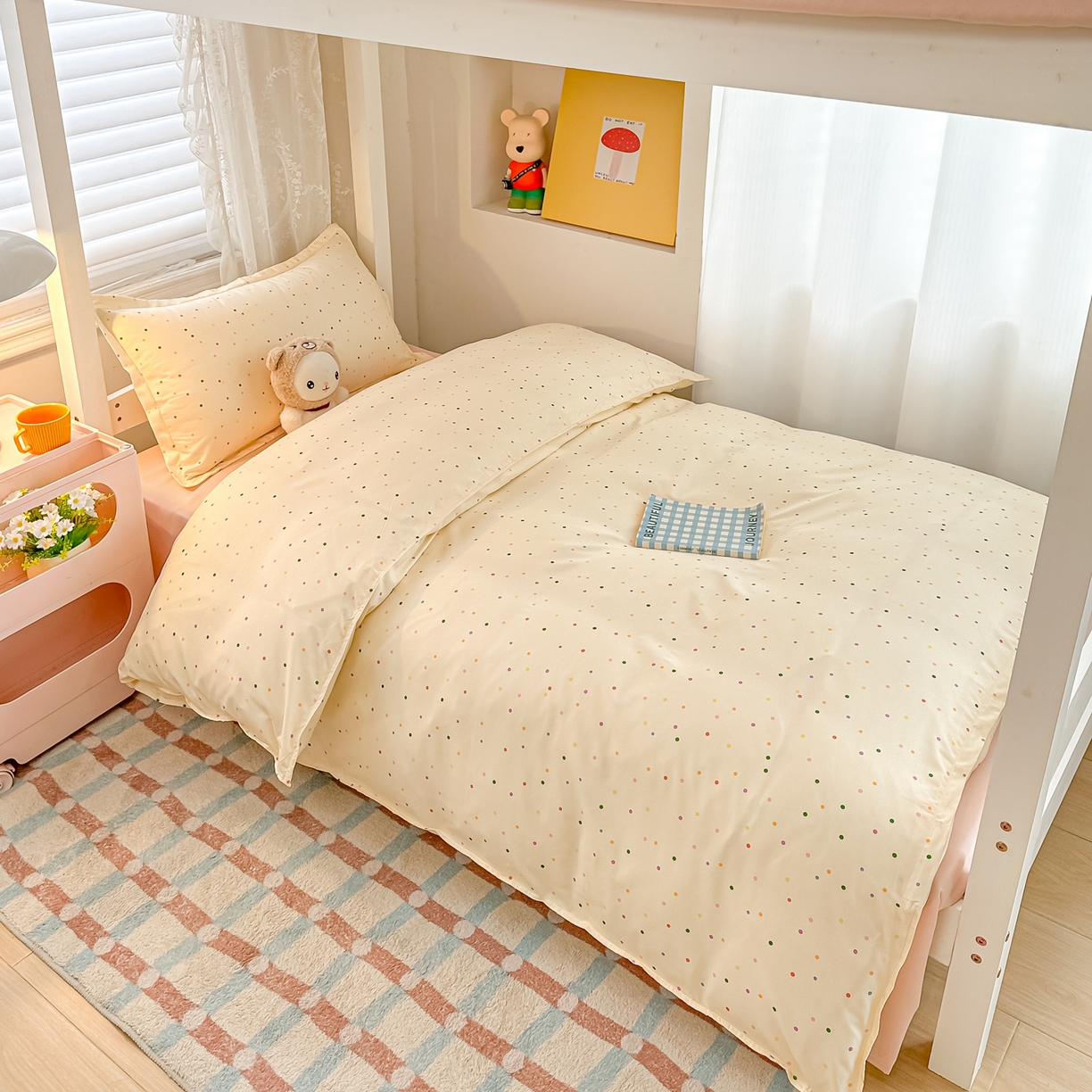 91家纺网 家纺一手货源 找家纺 楠沐家纺 2026新款大学生宿舍多件套学生三件套被褥全套六件套床垫枕芯被芯四件套 彩色波点