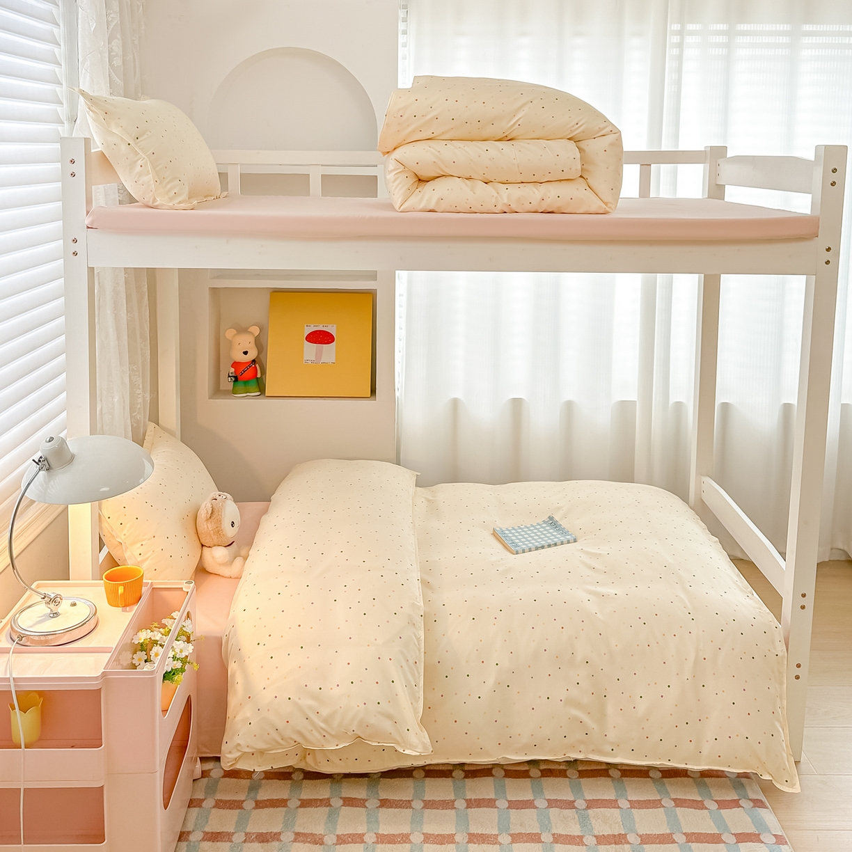 91家纺网 家纺一手货源 找家纺 楠沐家纺 2026新款大学生宿舍多件套学生三件套被褥全套六件套床垫枕芯被芯四件套 彩色波点