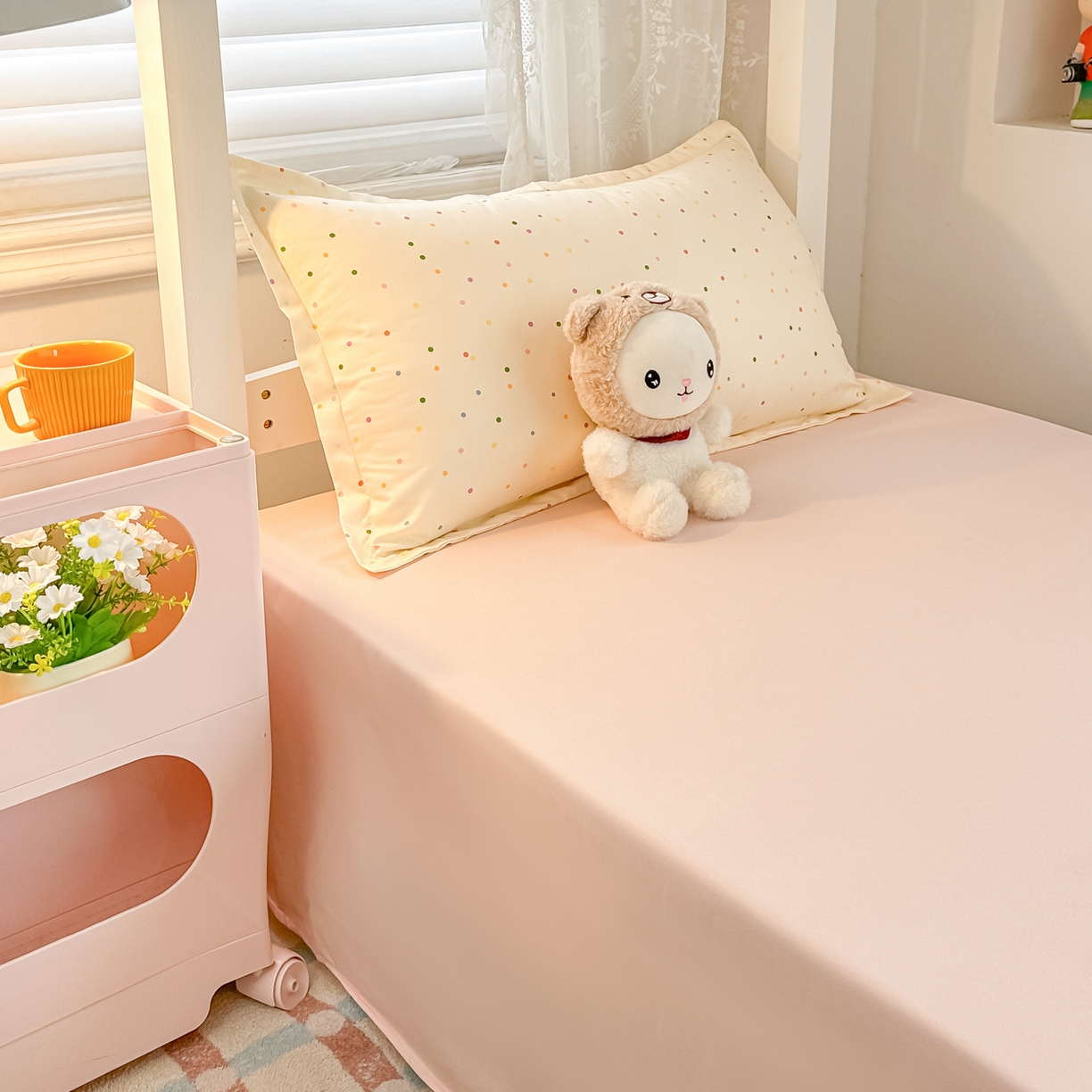 91家纺网 家纺一手货源 找家纺 楠沐家纺 2026新款大学生宿舍多件套学生三件套被褥全套六件套床垫枕芯被芯四件套 彩色波点