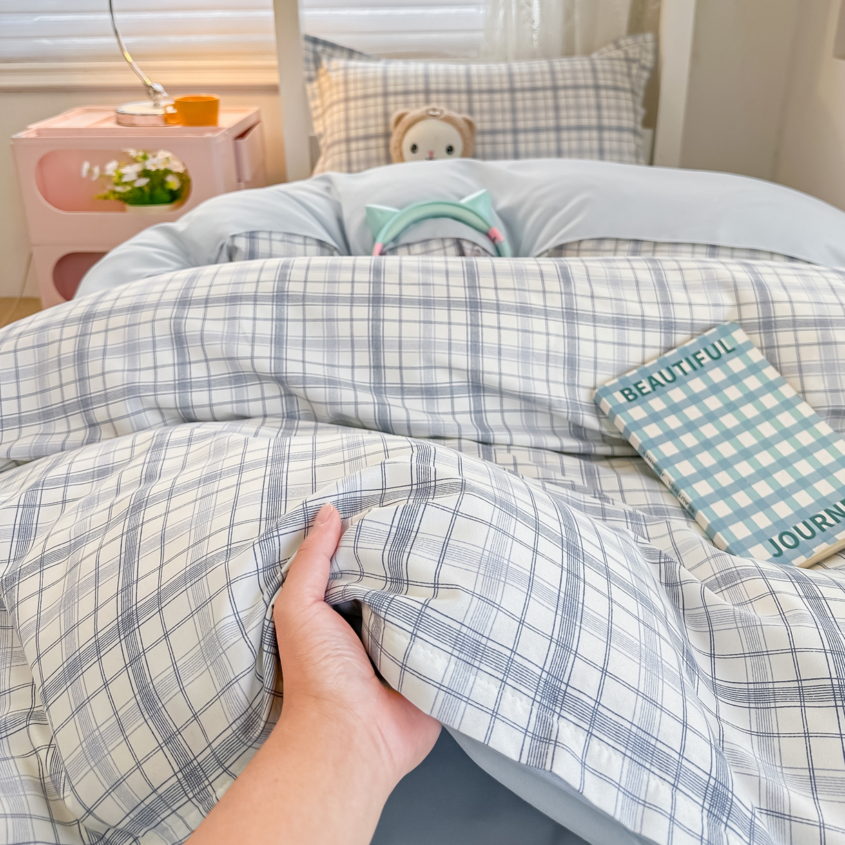 91家纺网 家纺一手货源 找家纺 楠沐家纺 2026新款大学生宿舍多件套学生三件套被褥全套六件套床垫枕芯被芯四件套 晴空蓝格