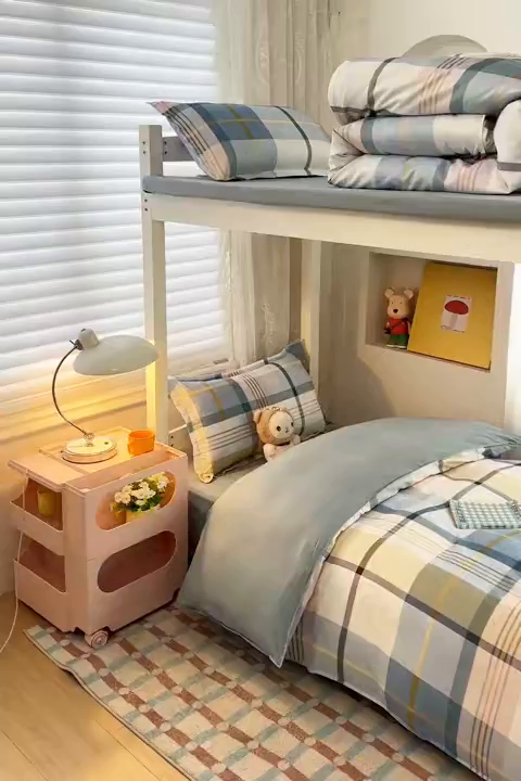 91家纺网 家纺一手货源 找家纺 楠沐家纺 2026新款大学生宿舍多件套学生三件套被褥全套六件套床垫枕芯被芯四件套 英伦蓝格