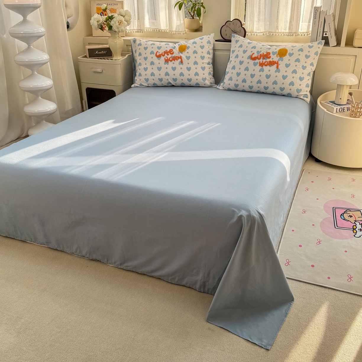 91家纺网 家纺一手货源 找家纺 帅露家纺 2026新款全棉纯棉华夫格毛巾绣四件套 爱心肥仔