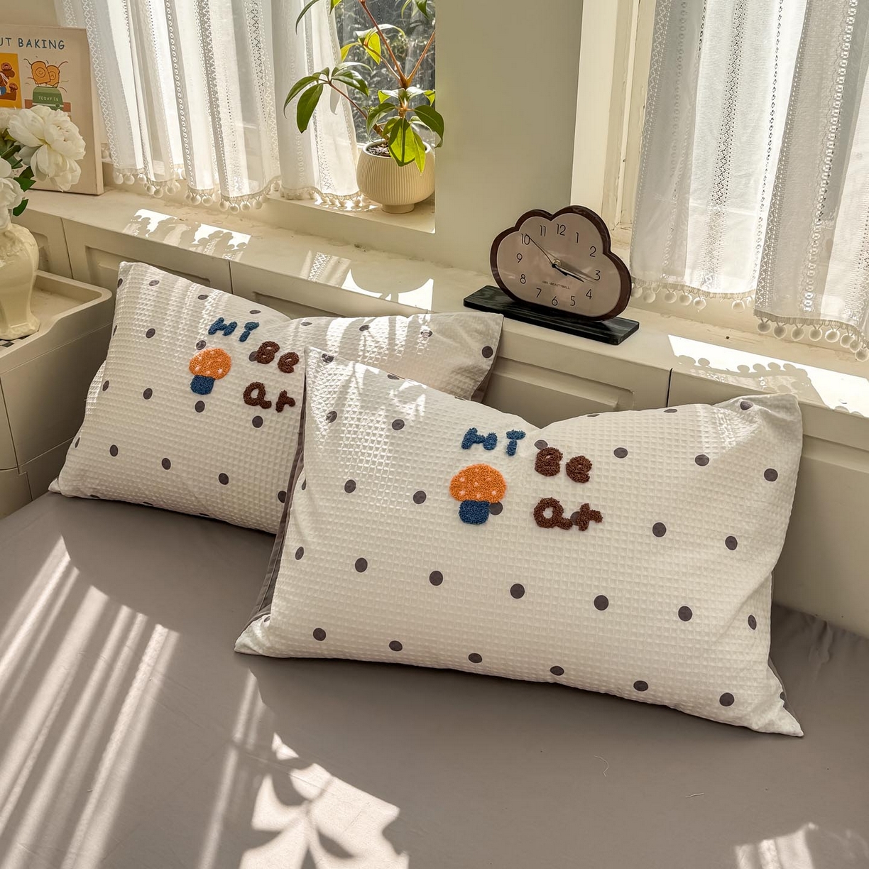 91家纺网 家纺一手货源 找家纺 帅露家纺 2026新款全棉纯棉华夫格毛巾绣四件套 波点熊