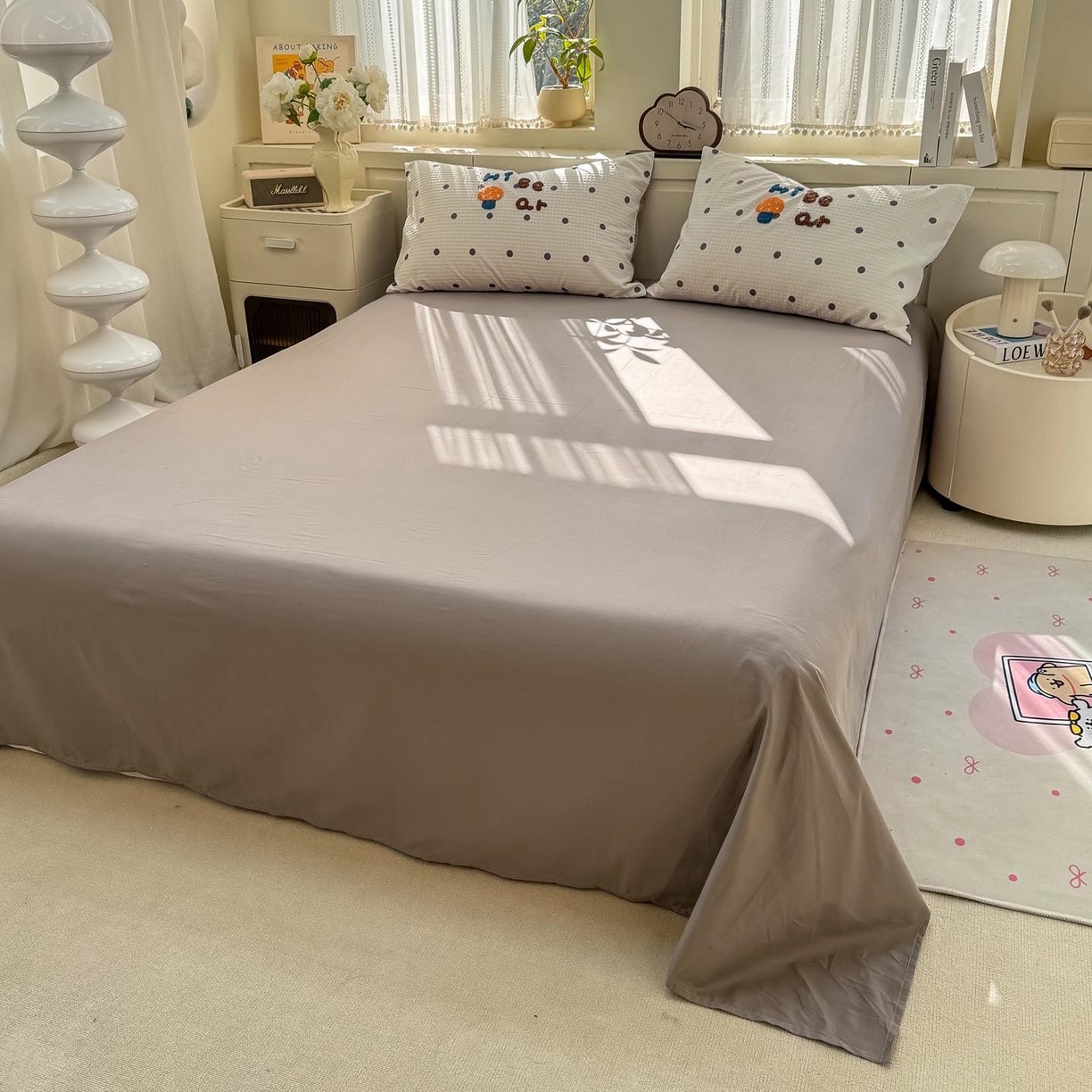 91家纺网 家纺一手货源 找家纺 帅露家纺 2026新款全棉纯棉华夫格毛巾绣四件套 波点熊