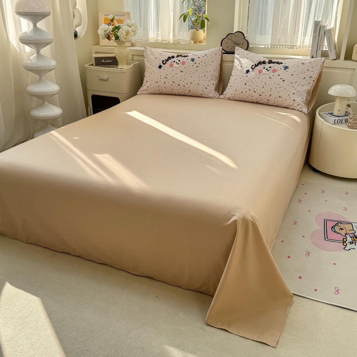 91家纺网 家纺一手货源 找家纺 帅露家纺 2026新款全棉纯棉华夫格毛巾绣四件套 嘟嘟熊