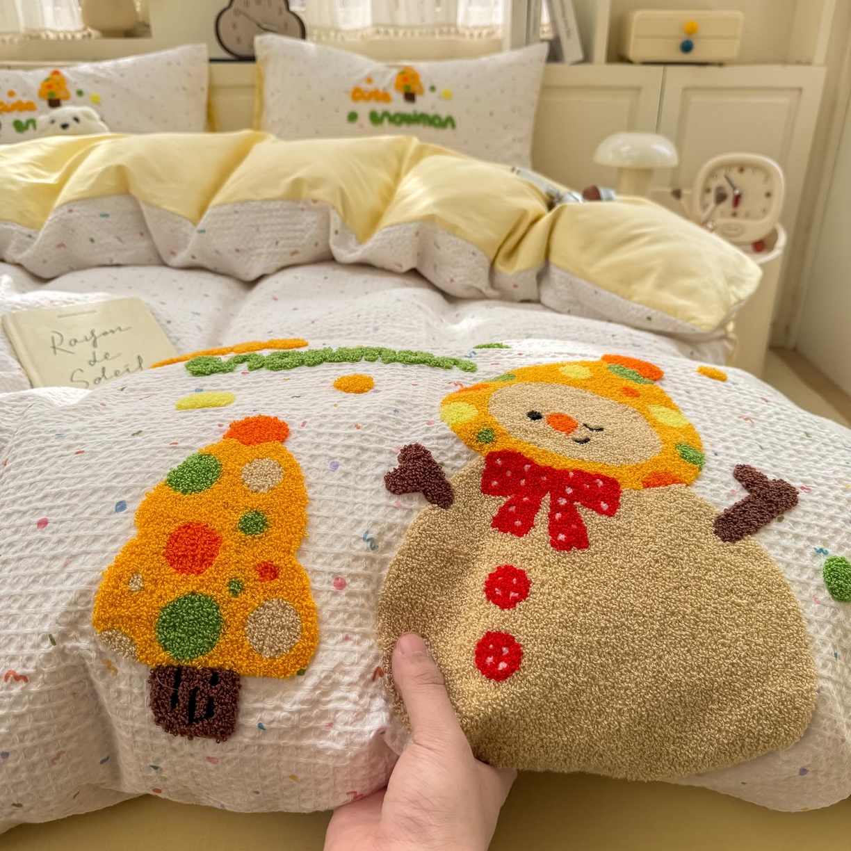 91家纺网 家纺一手货源 找家纺 帅露家纺 2026新款全棉纯棉华夫格毛巾绣四件套 雪崩崩