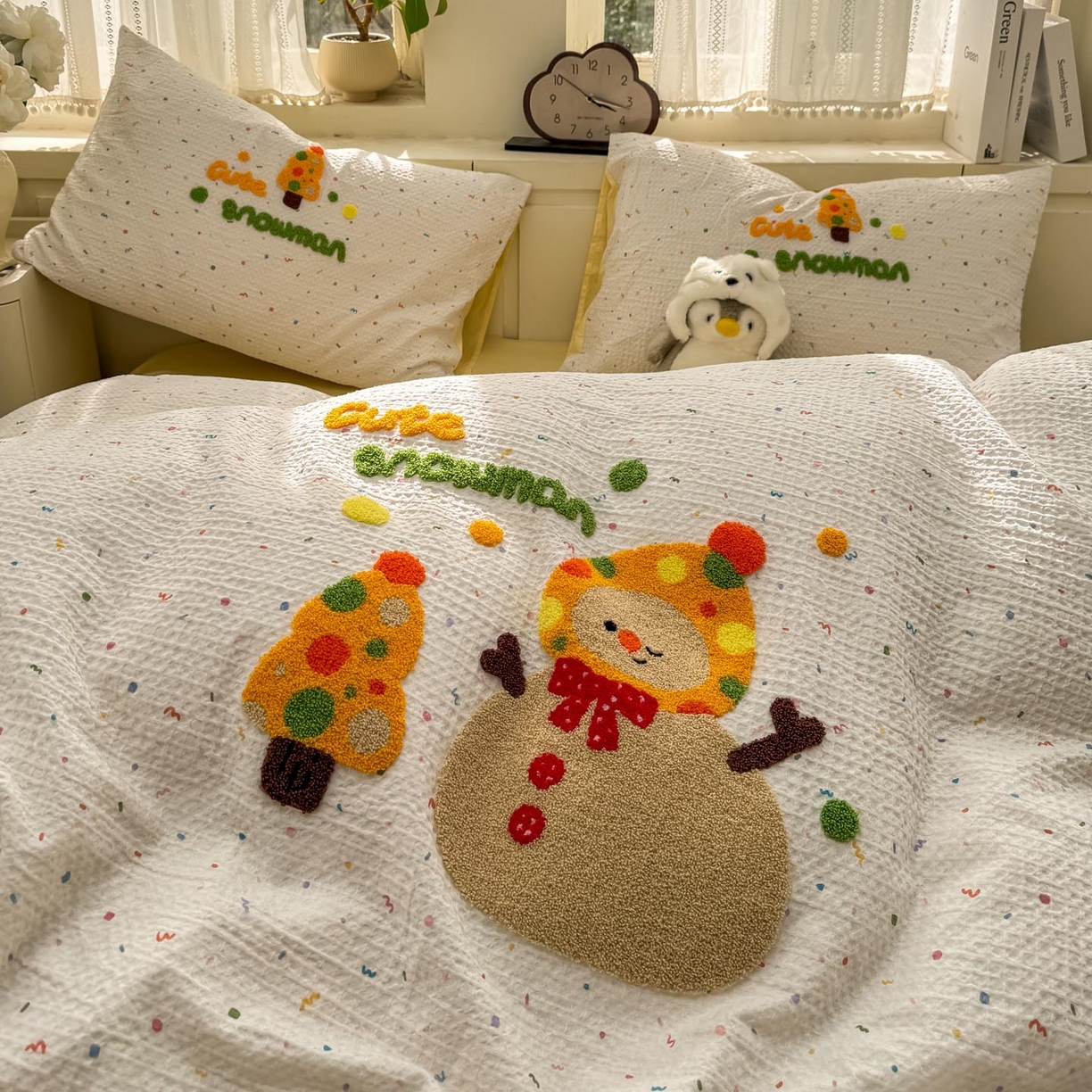 91家纺网 家纺一手货源 找家纺 帅露家纺 2026新款全棉纯棉华夫格毛巾绣四件套 雪崩崩