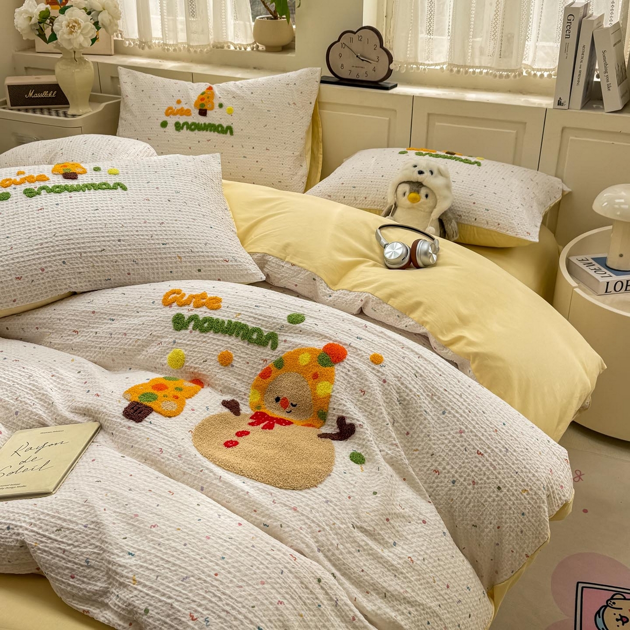 91家纺网 家纺一手货源 找家纺 帅露家纺 2026新款全棉纯棉华夫格毛巾绣四件套 雪崩崩