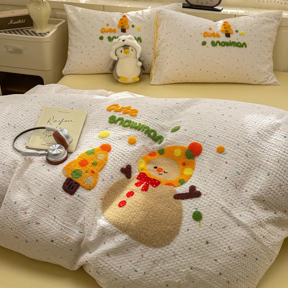 91家纺网 家纺一手货源 找家纺 帅露家纺 2026新款全棉纯棉华夫格毛巾绣四件套 雪崩崩