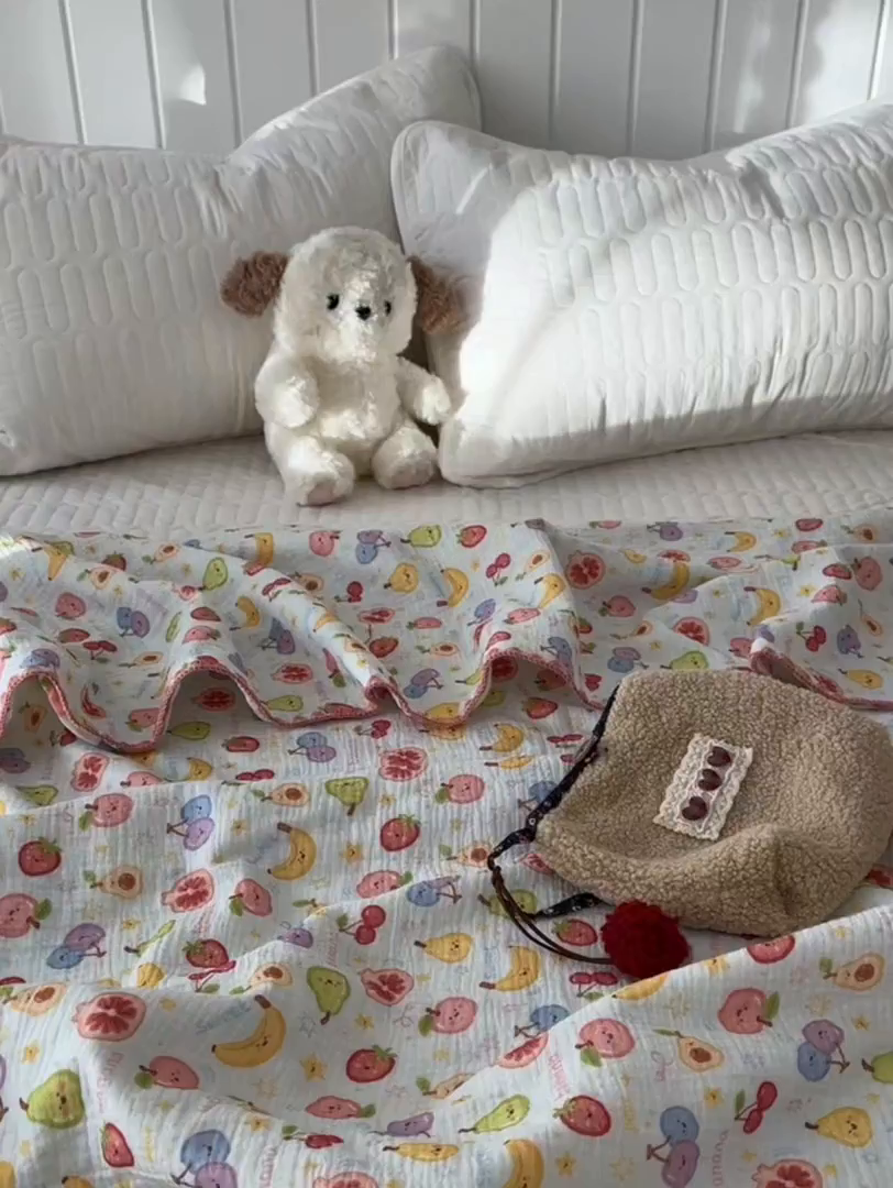 91家纺网 家纺一手货源 找家纺 （总）十里居 2026新款A类母婴级全棉皱皱双层纱多功能盖毯