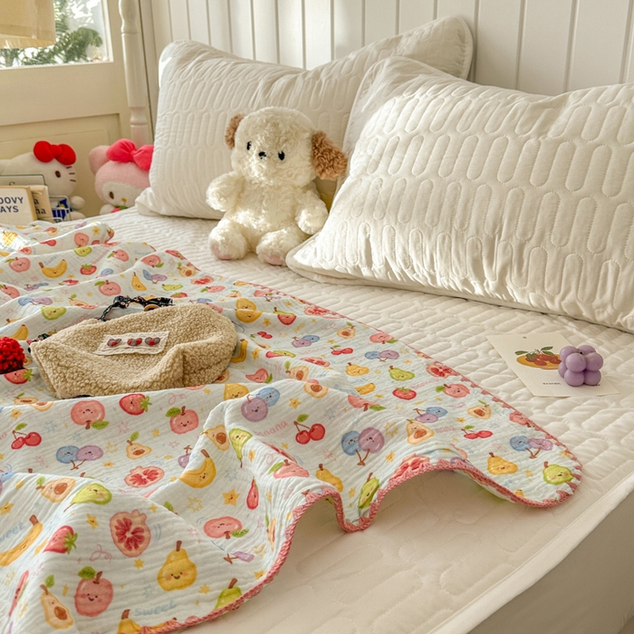 91家纺网 家纺一手货源 找家纺 （总）十里居 2026新款A类母婴级全棉皱皱双层纱多功能盖毯