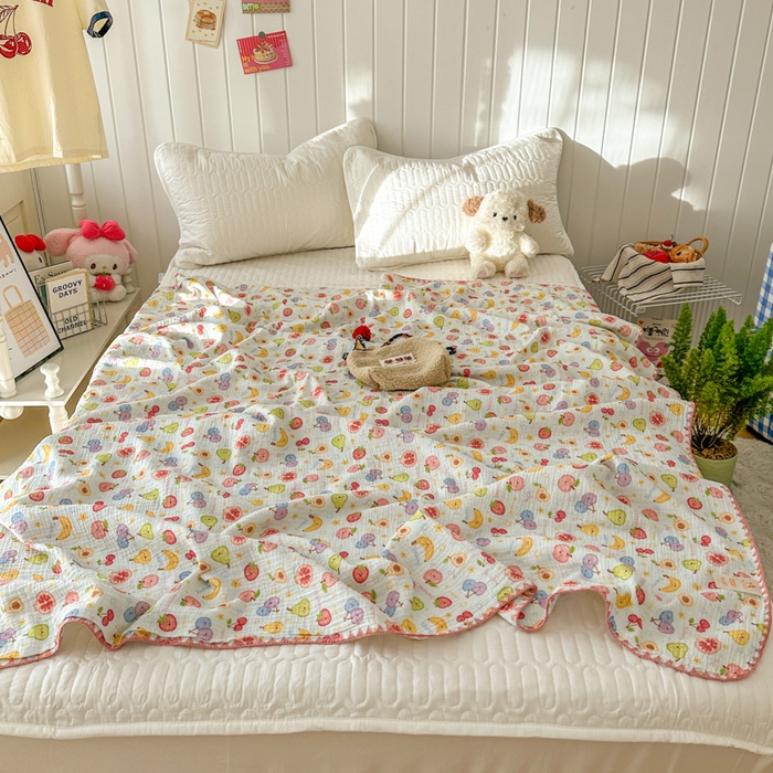 91家纺网 家纺一手货源 找家纺 （总）十里居 2026新款A类母婴级全棉皱皱双层纱多功能盖毯