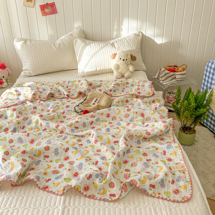 91家纺网 家纺一手货源 找家纺 （总）十里居 2026新款A类母婴级全棉皱皱双层纱多功能盖毯