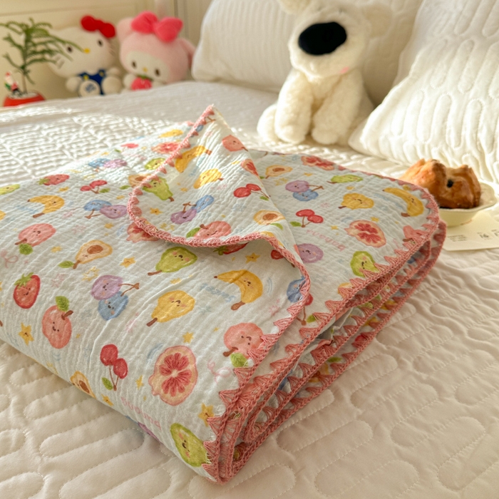 91家纺网 家纺一手货源 找家纺 （总）十里居 2026新款A类母婴级全棉皱皱双层纱多功能盖毯