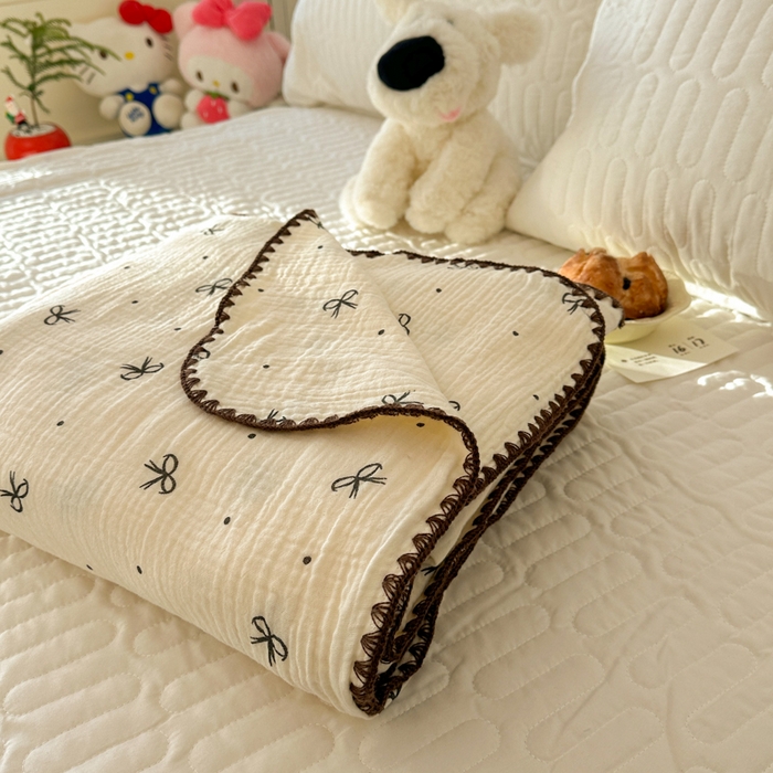 91家纺网 家纺一手货源 找家纺 （总）十里居 2026新款A类母婴级全棉皱皱双层纱多功能盖毯