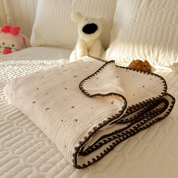 91家纺网 家纺一手货源 找家纺 （总）十里居 2026新款A类母婴级全棉皱皱双层纱多功能盖毯