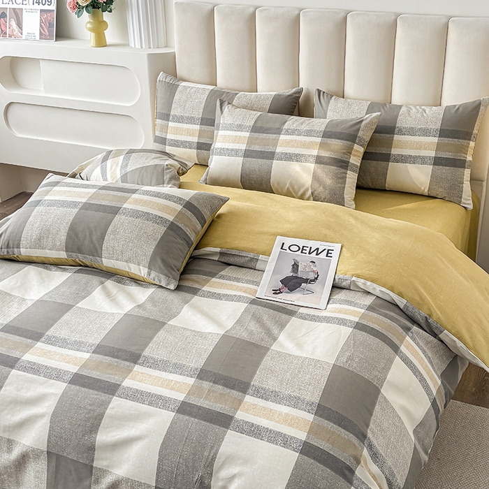 91家纺网 家纺一手货源 找家纺 宇彬家纺 2026直播新款13070全棉纯棉印花床单床笠款四件套和单被套喷气清新简约（缩水足可定做）冬日街灯-咖