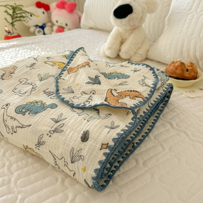 91家纺网 家纺一手货源 找家纺 十里居 2026新款A类母婴级全棉皱皱双层纱多功能盖毯 叠拍+组合图