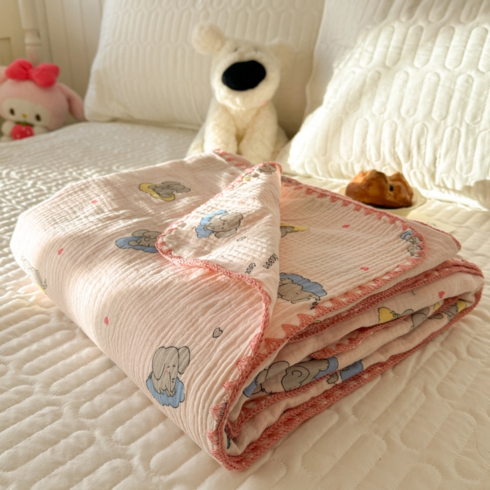 91家纺网 家纺一手货源 找家纺 十里居 2026新款A类母婴级全棉皱皱双层纱多功能盖毯 叠拍+组合图