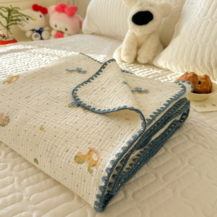 91家纺网 家纺一手货源 找家纺 十里居 2026新款A类母婴级全棉皱皱双层纱多功能盖毯 叠拍+组合图