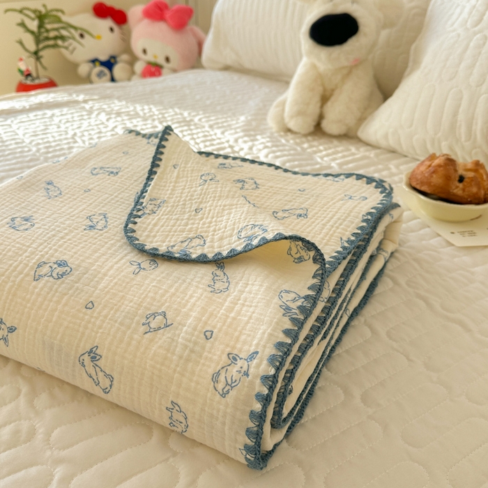 91家纺网 家纺一手货源 找家纺 十里居 2026新款A类母婴级全棉皱皱双层纱多功能盖毯 叠拍+组合图