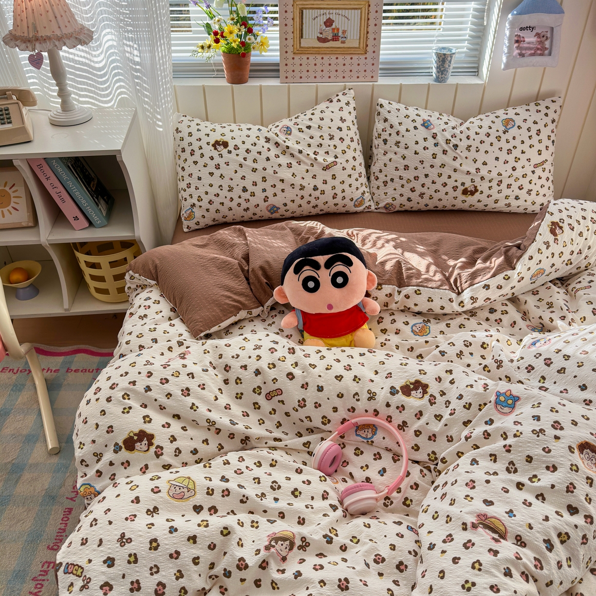 91家纺网 家纺一手货源 找家纺 （总）奈颜 2026新款A类泡芙纱印花四件套学生宿舍三件套-卡通印花系列