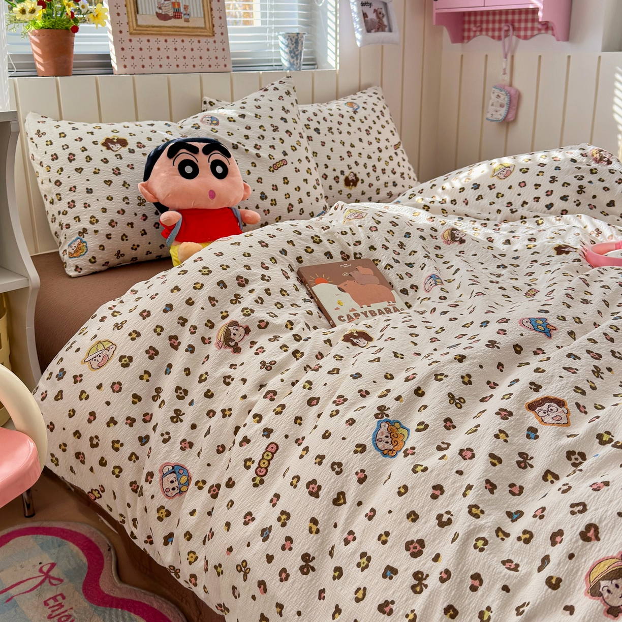 91家纺网 家纺一手货源 找家纺 （总）奈颜 2026新款A类泡芙纱印花四件套学生宿舍三件套-卡通印花系列