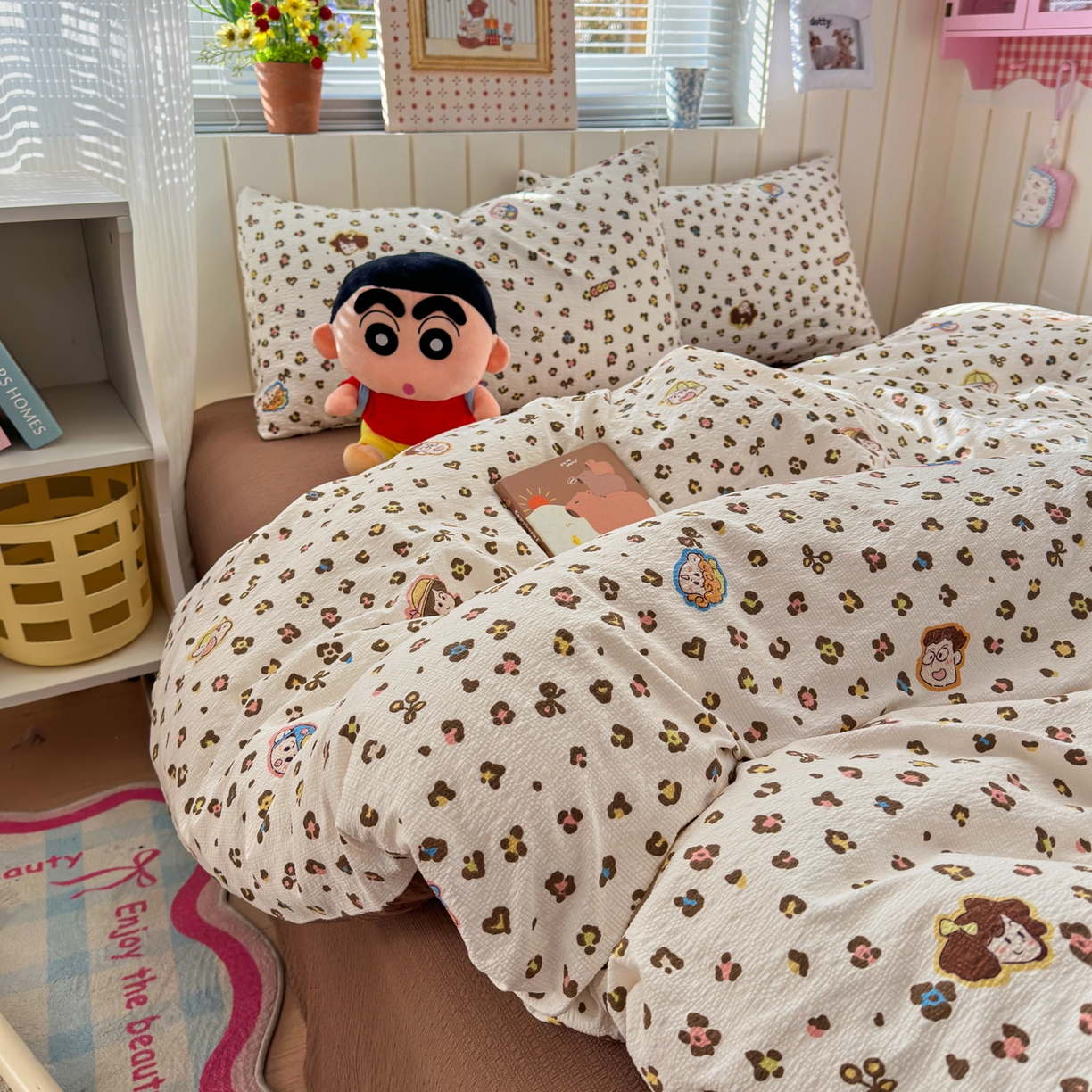91家纺网 家纺一手货源 找家纺 （总）奈颜 2026新款A类泡芙纱印花四件套学生宿舍三件套-卡通印花系列