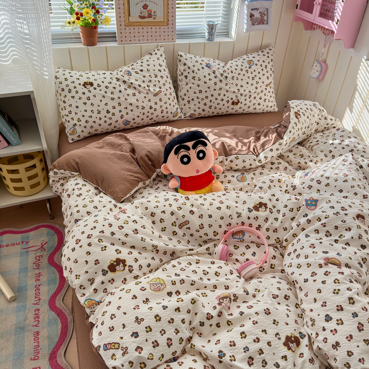 91家纺网 家纺一手货源 找家纺 （总）奈颜 2026新款A类泡芙纱印花四件套学生宿舍三件套-卡通印花系列