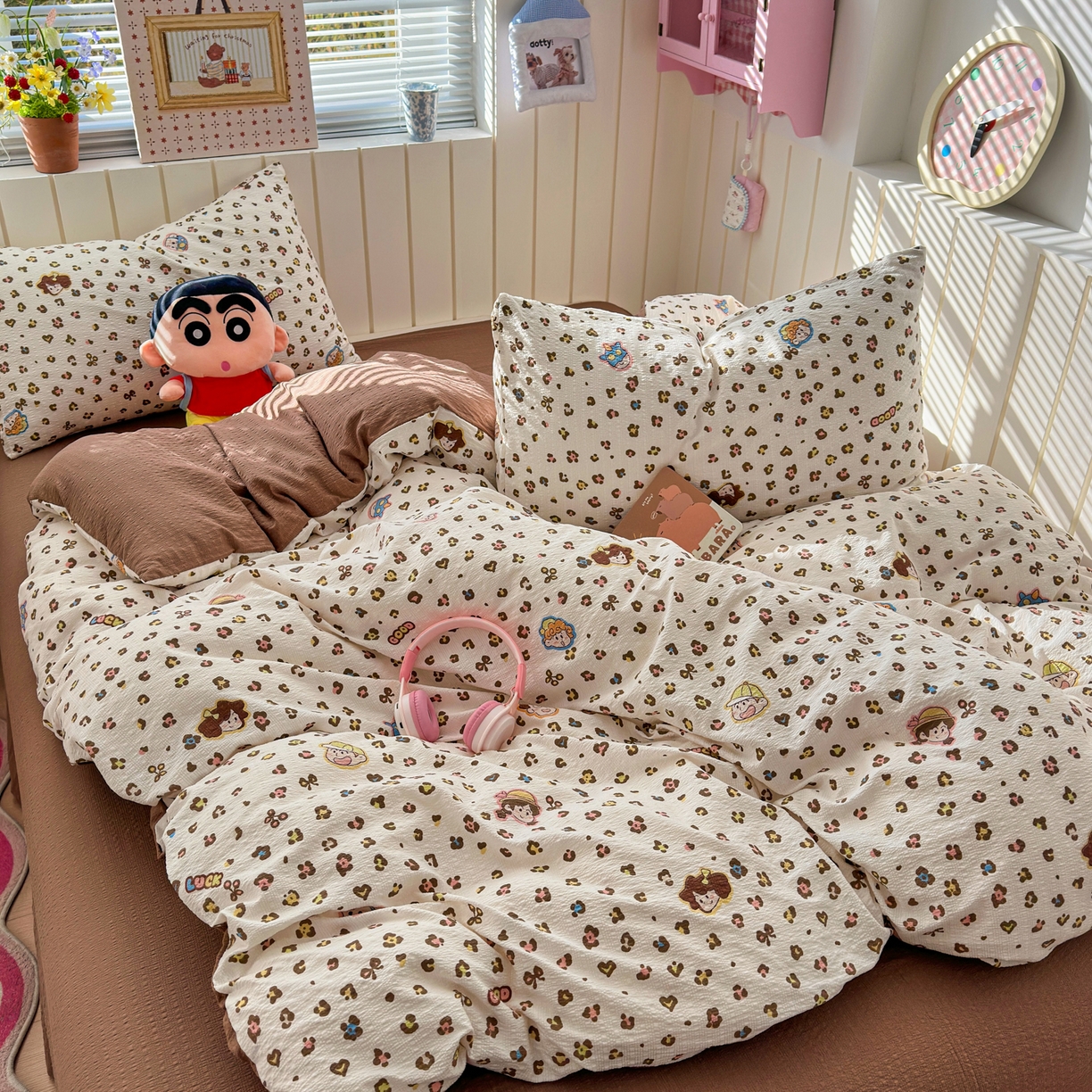 91家纺网 家纺一手货源 找家纺 （总）奈颜 2026新款A类泡芙纱印花四件套学生宿舍三件套-卡通印花系列