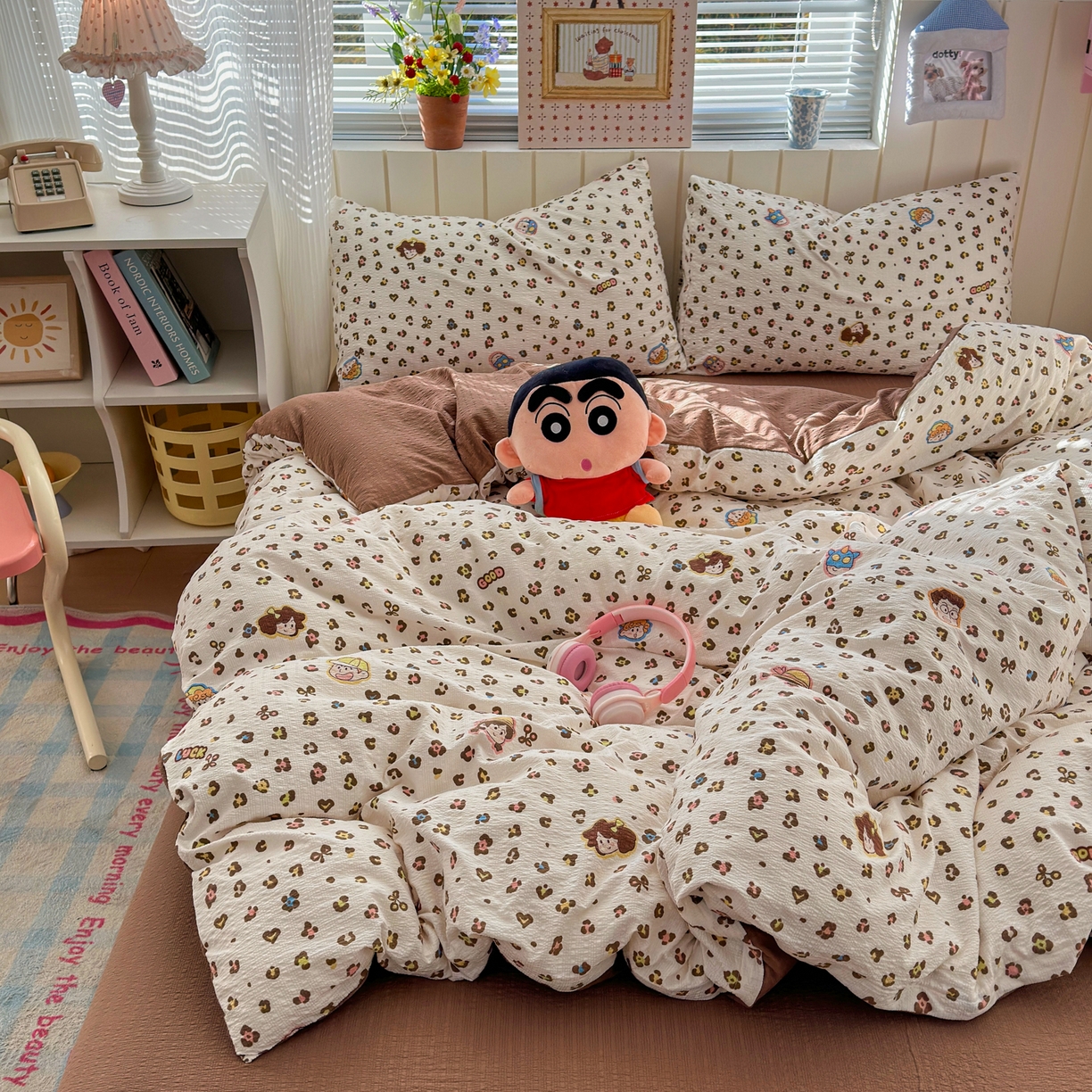 91家纺网 家纺一手货源 找家纺 （总）奈颜 2026新款A类泡芙纱印花四件套学生宿舍三件套-卡通印花系列
