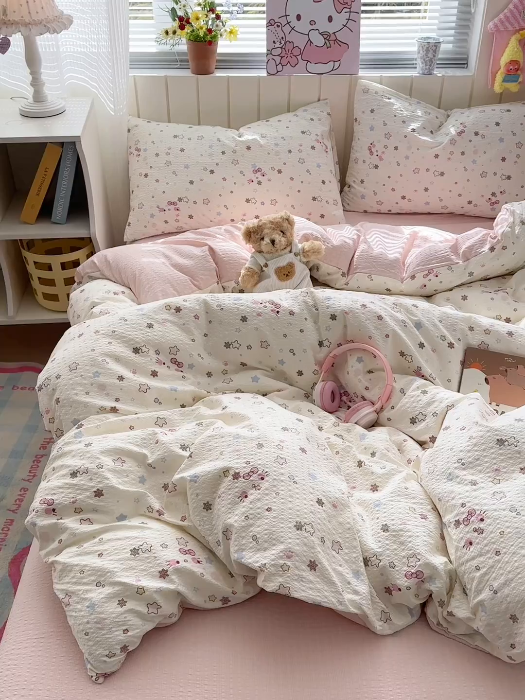 91家纺网 家纺一手货源 找家纺 奈颜 2026新款A类泡芙纱印花四件套学生宿舍三件套-卡通印花系列 躲猫猫