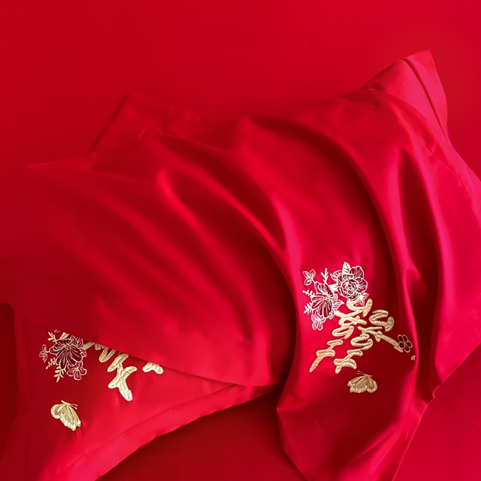91家纺网 家纺一手货源 找家纺 （总）帝王家纺 2026爆款婚庆四件套新婚大红色结婚刺绣婚嫁床上用品