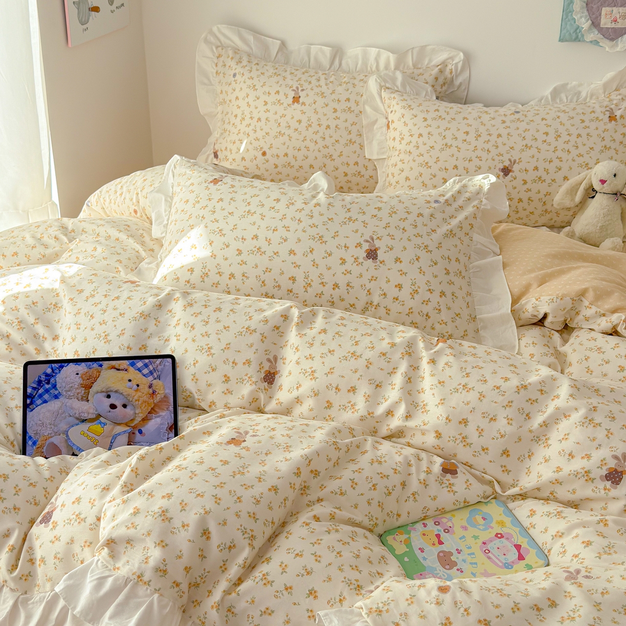 91家纺网 家纺一手货源 找家纺 （总）女子家纺 2026新款全棉纯棉绗缝花边床盖四件套