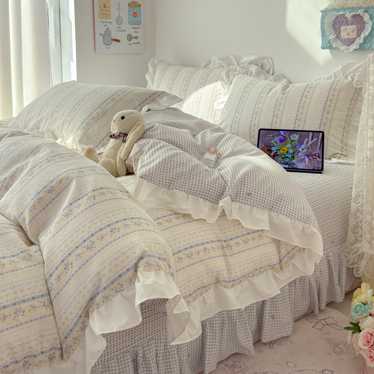 91家纺网 家纺一手货源 找家纺 （总）女子家纺 2026新款全棉纯棉绗缝花边床盖四件套