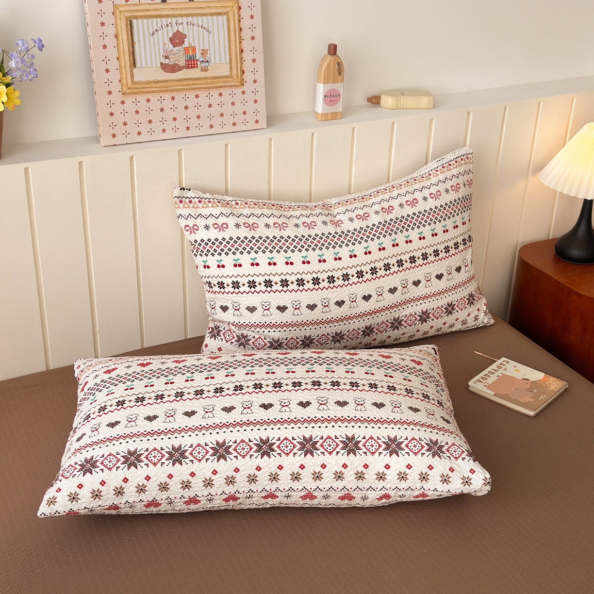 91家纺网 家纺一手货源 找家纺 奈颜 2026新款A类泡芙纱印花四件套学生宿舍三件套-费尔岛系列 费尔岛-小狗多多