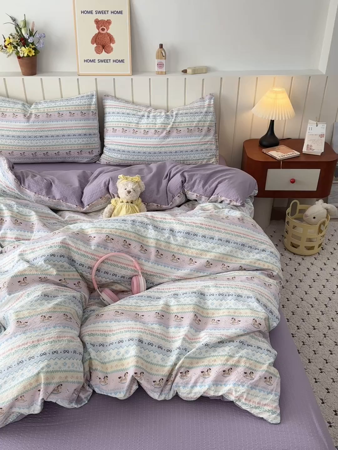 91家纺网 家纺一手货源 找家纺 （总）奈颜 2026新款A类泡芙纱印花四件套学生宿舍三件套-费尔岛系列