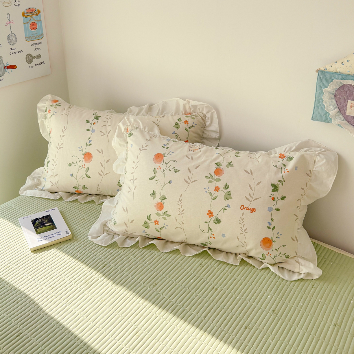 91家纺网 家纺一手货源 找家纺 女子家纺 2026新款全棉纯棉绗缝花边床盖四件套 牵藤兔