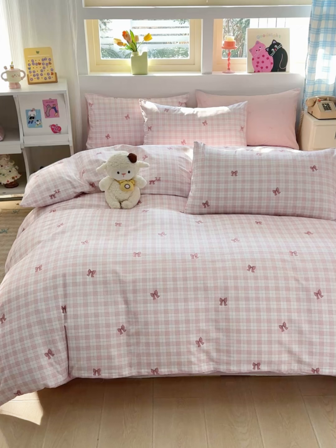91家纺网 家纺一手货源 找家纺 缦彩 2026新款卡通全棉纯棉被套单被套被套单件 格纹蝴蝶