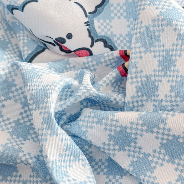 91家纺网 家纺一手货源 找家纺 缦彩 2026新款卡通全棉纯棉被套单被套被套单件 格子狗蓝