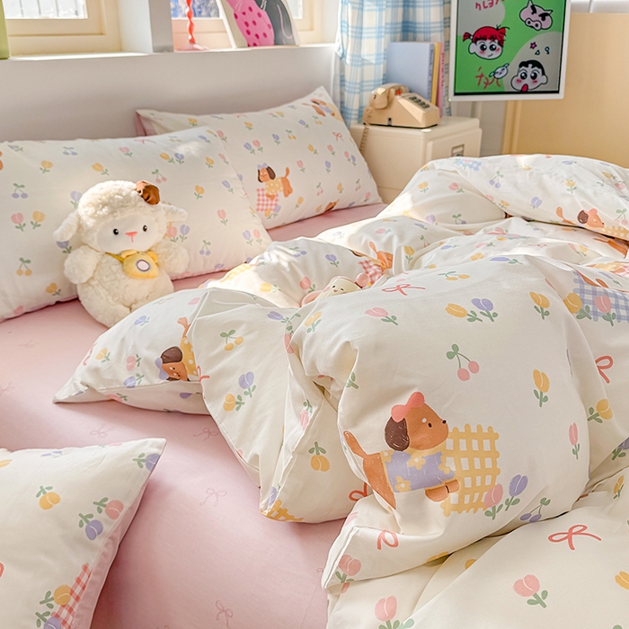 91家纺网 家纺一手货源 找家纺 缦彩 2026新款卡通全棉纯棉被套单被套被套单件 莱德-粉