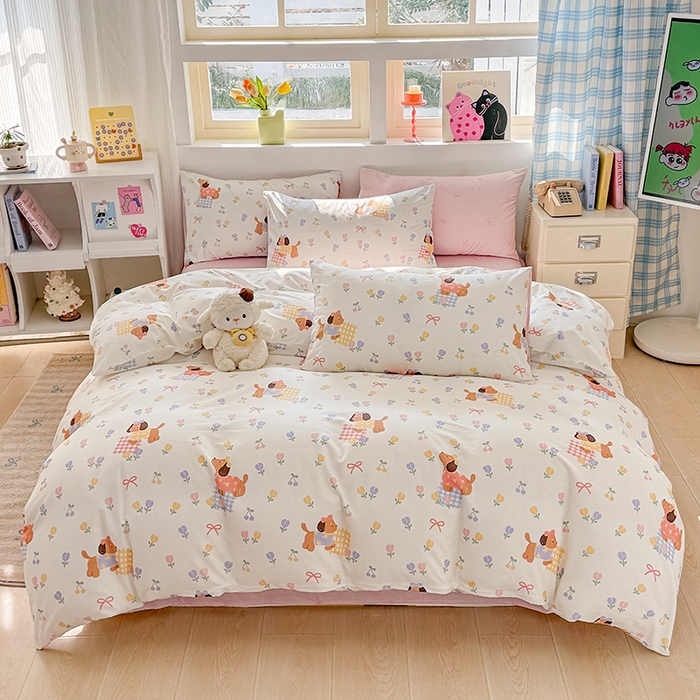 91家纺网 家纺一手货源 找家纺 缦彩 2026新款卡通全棉纯棉被套单被套被套单件 莱德-粉