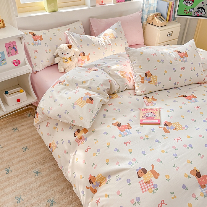 91家纺网 家纺一手货源 找家纺 缦彩 2026新款卡通全棉纯棉被套单被套被套单件 莱德-粉